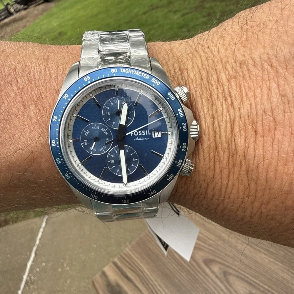 Fossil Autocross BQ2878 Mens Multifunction Blue Sunray Dial Watch NIBWT